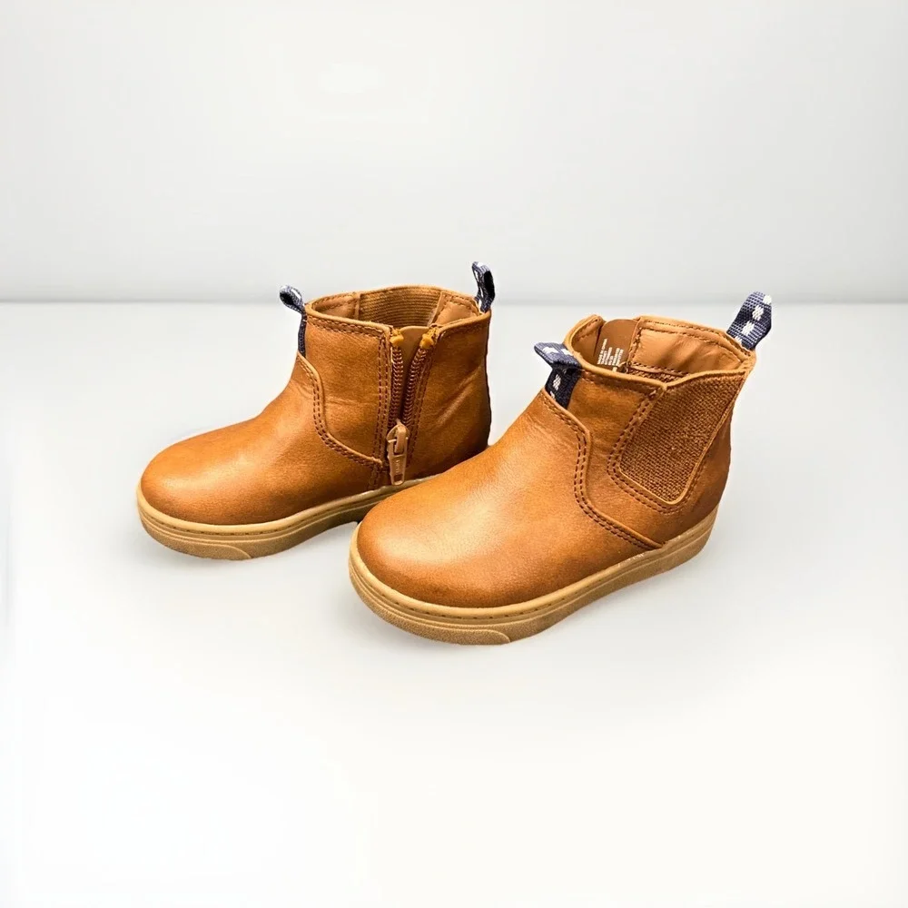 Cat & Jack‎ Chelsea Boots Toddler Boys Sz 7 Lucas Brown Elastic Stretch